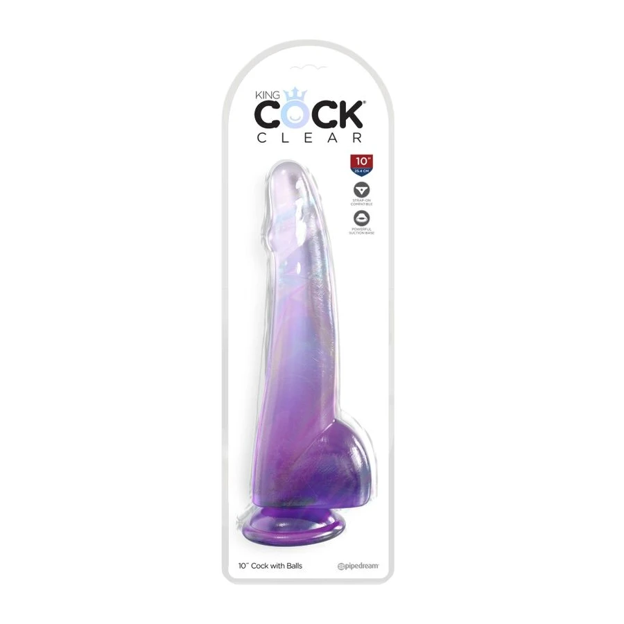 KING COCK - CLEAR DILDO CON TESTICOLI 19 CM VIOLA